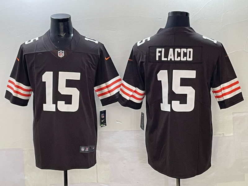 Men 2025 Cleveland Browns 15 Flacco brown Nike Limited NFL Jersey 002